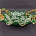 Vtg Hand Painted Green Floral Gold Accent Ruffle Rim Ceramic Trinket Dish Bowl