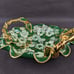 Vtg Hand Painted Green Floral Gold Accent Ruffle Rim Ceramic Trinket Dish Bowl