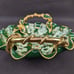 Vtg Hand Painted Green Floral Gold Accent Ruffle Rim Ceramic Trinket Dish Bowl