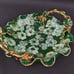 Vtg Hand Painted Green Floral Gold Accent Ruffle Rim Ceramic Trinket Dish Bowl