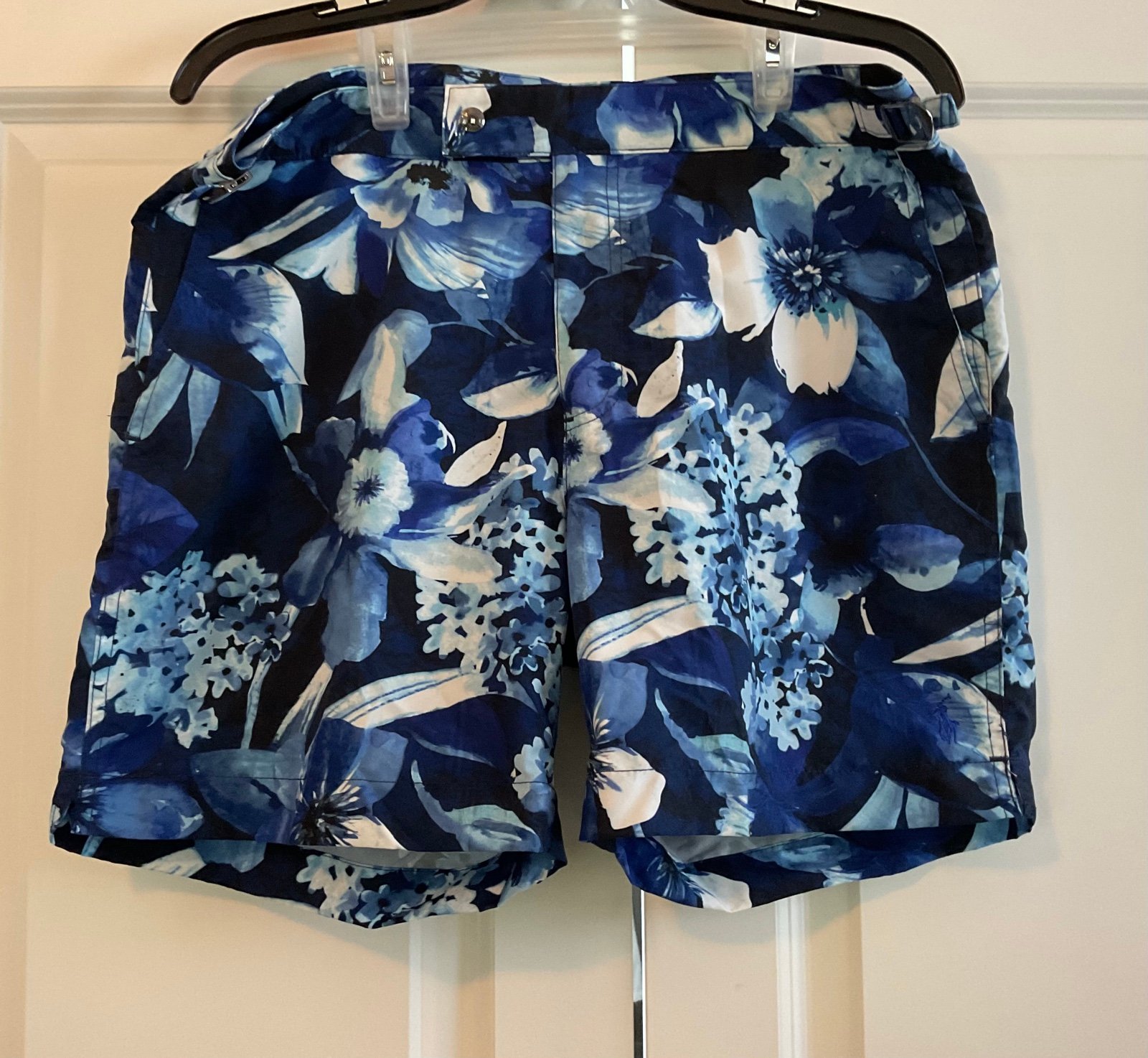 Mens Polo Ralph Lauren Swim Shorts/Trunks Blue and White Floral NWOT