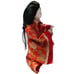 Japanese Hina Doll Court Traditional Geisha Doll Red Orange Kimono Floral 7