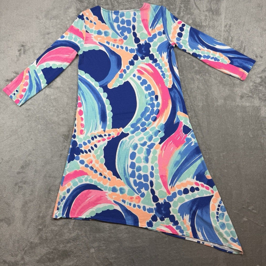 Lilly Pulitzer Dress Womens Small Blue Ariana Asymmetric Swing Ocean Beachy Cute