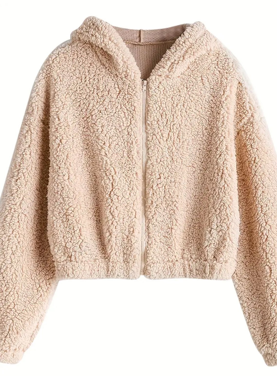 ZAFUL Women's Hooded Teddy Jacket, Light Khaki (Pick Size)