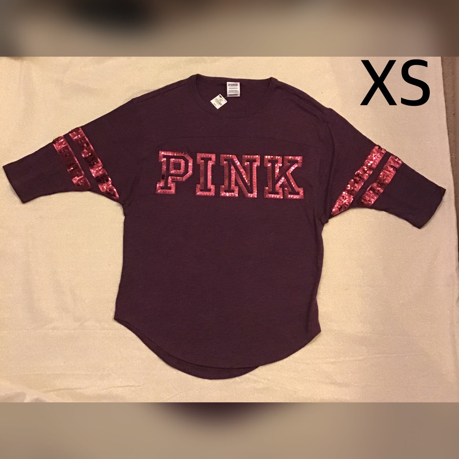 VS Pink Holiday Dark Red Bling Top