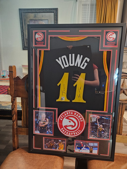 Trae Young autographed Jersey Frame