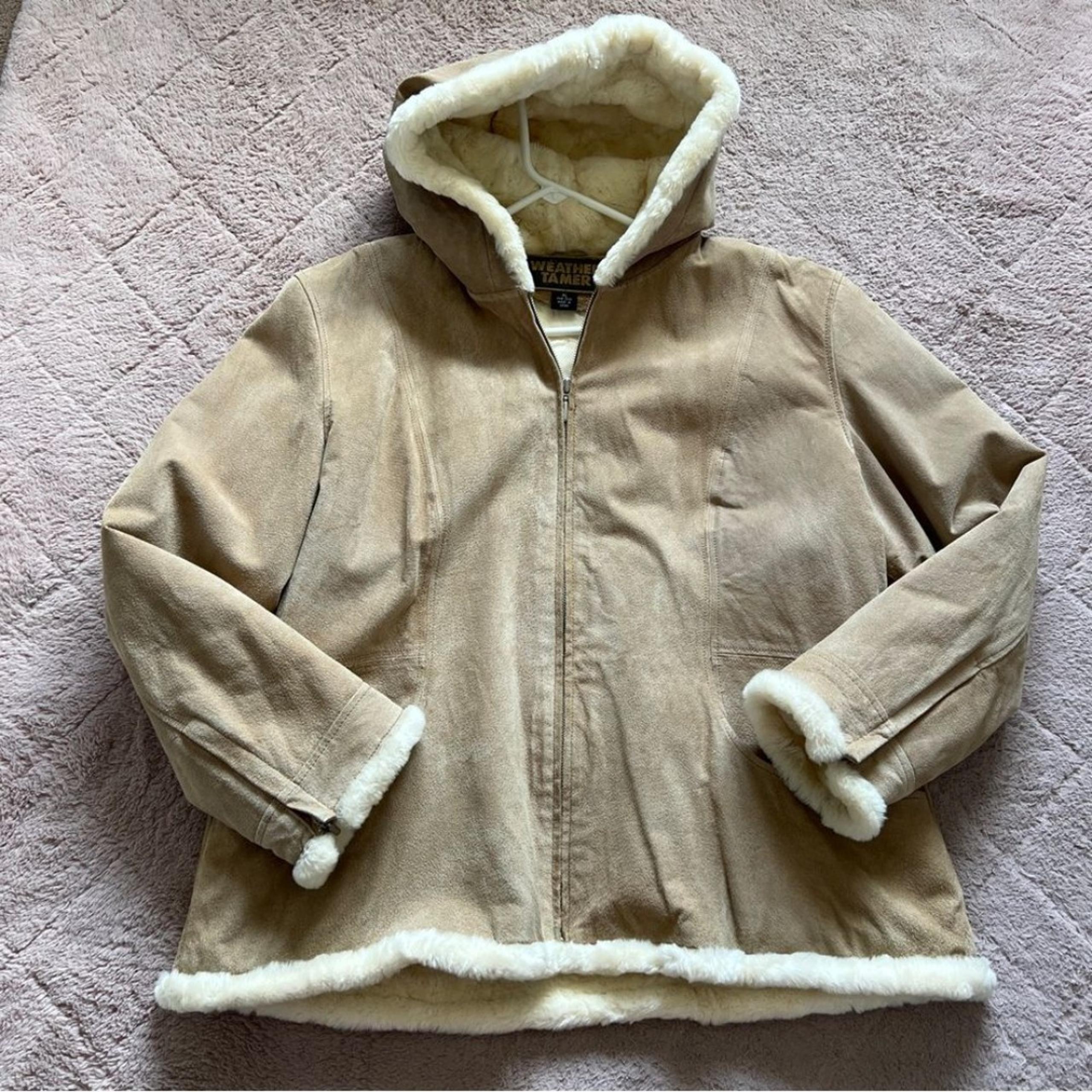 Vintage Weather Tamer Genuine Leather Faux Fur Lined Coat Women’s Size XL