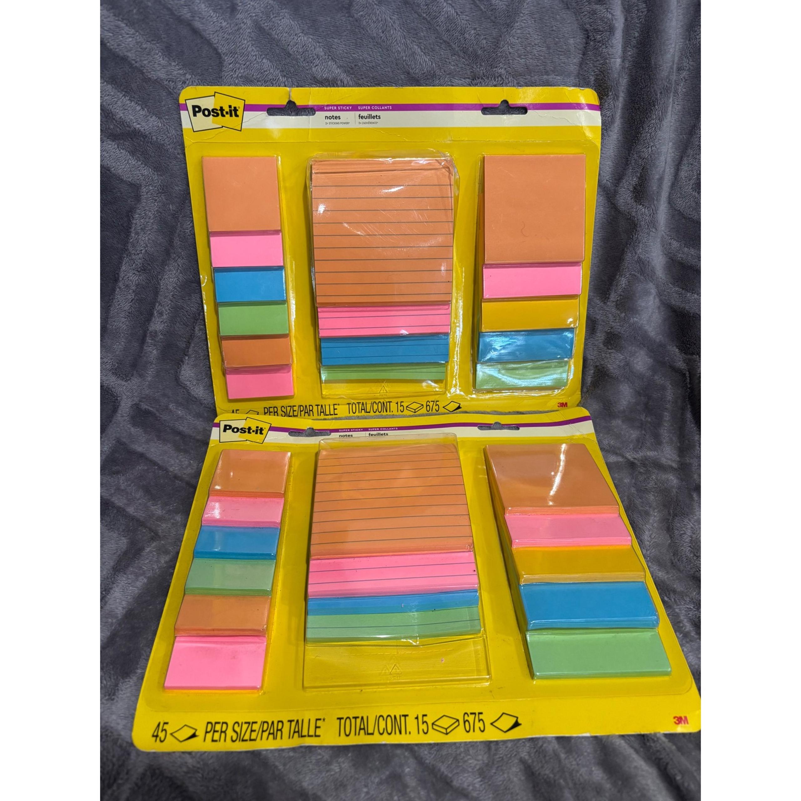 Set of 2- Post-it Super Sticky Notes Supernova Neons Collection 675 Total Count