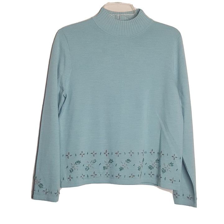 Women’s Pendleton Size Petite M 100% Merino Wool Sweater Embroidered Beaded
