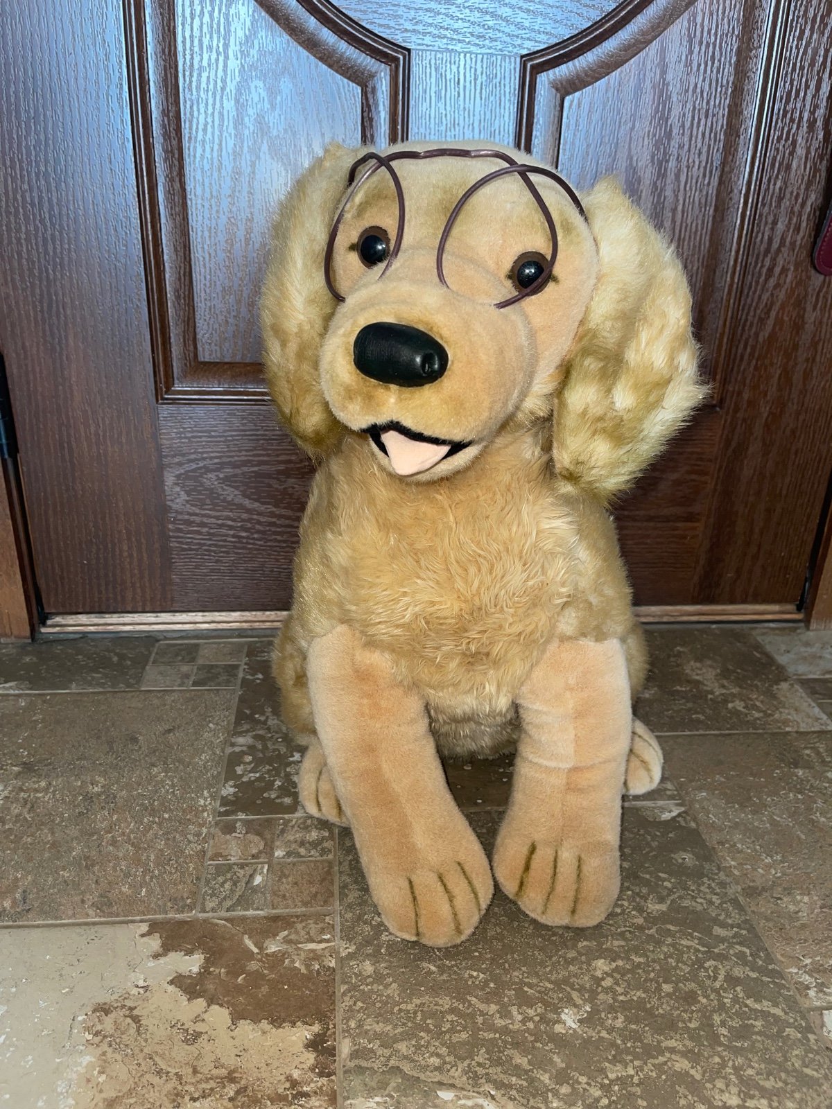 Vintage Steven Smith Large 20 Inch Golden Retriever With Glasses Rare Plush