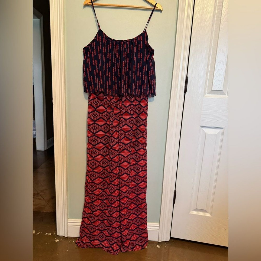 Sequin Hearts Navy and Red Jumpsuit Sz XL