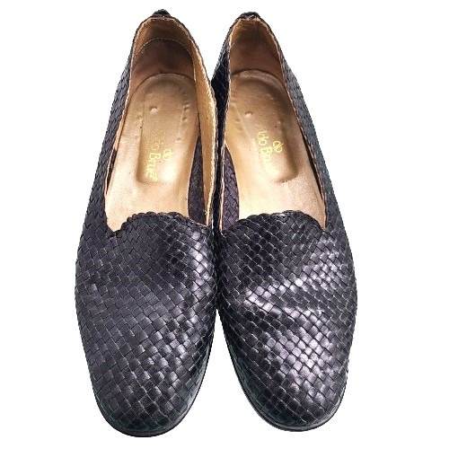 Aldo Rue Made in Italy Black Woven Leather Loafer Shoes