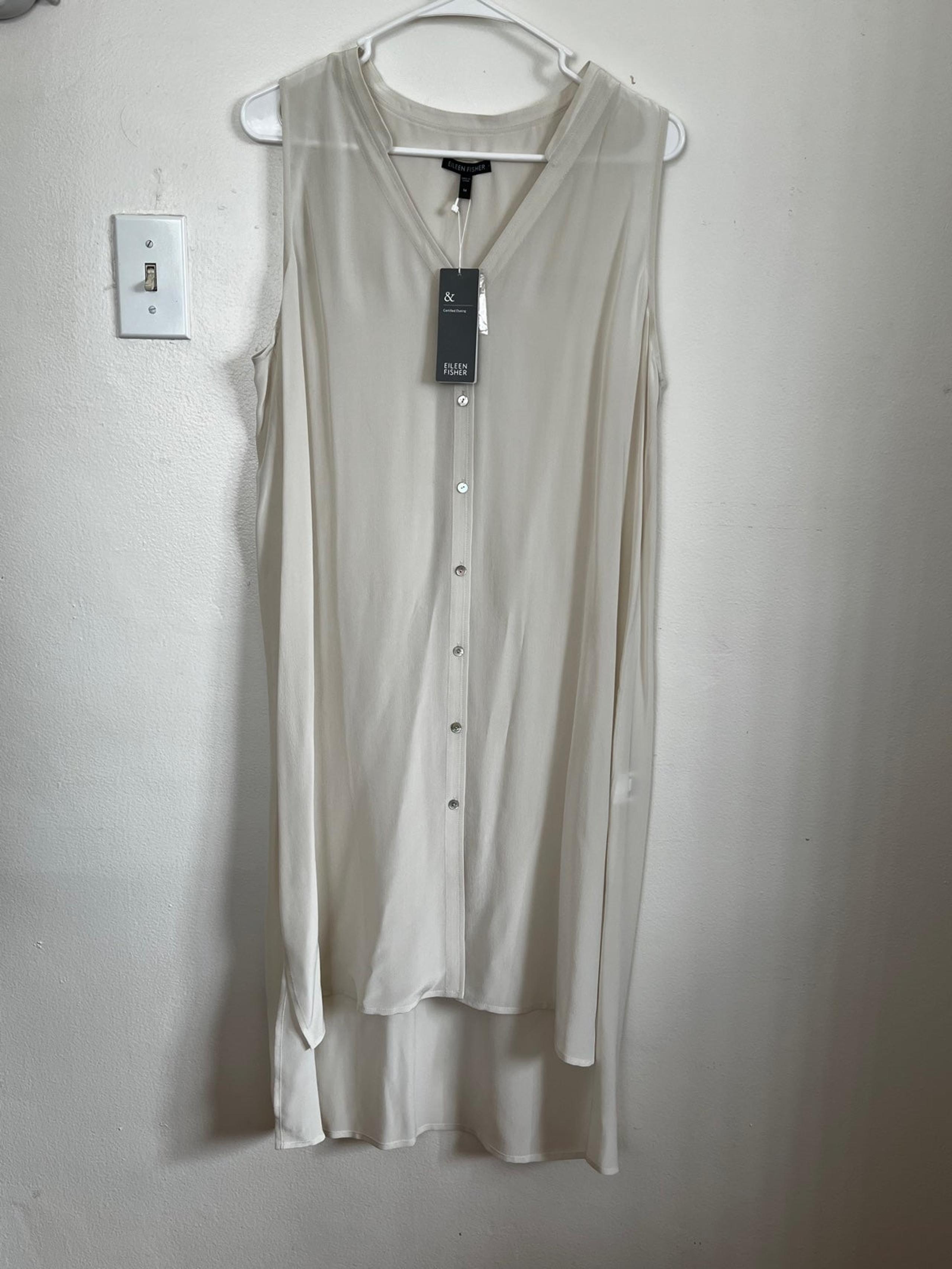 Eileen Fisher 100% Silk High Lo Sleeveless Dress Size M NWT