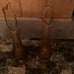 2 vintage Fenton swung vases hobnail amber one is 21” and the other 22”