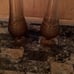2 vintage Fenton swung vases hobnail amber one is 21” and the other 22”