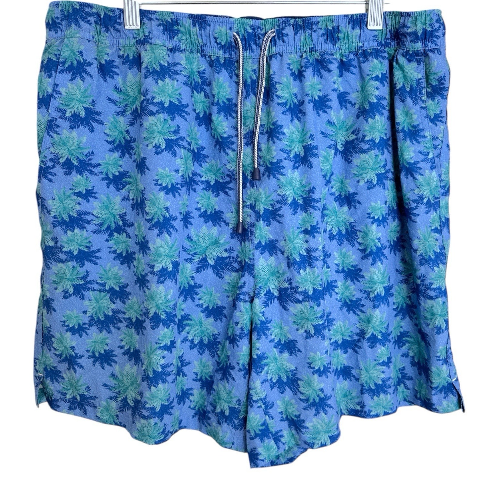 Peter Millar Crown Men’s Aerial Palms Print Swim Trunks, Maritime Size XL