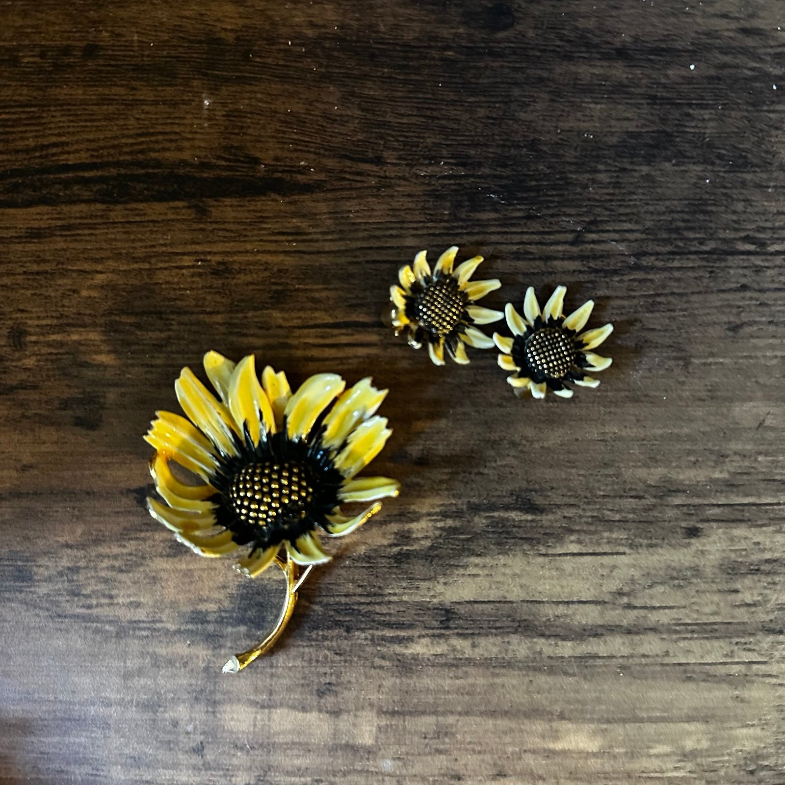 Vintage Jewelry Set Signed BSK Sunflower