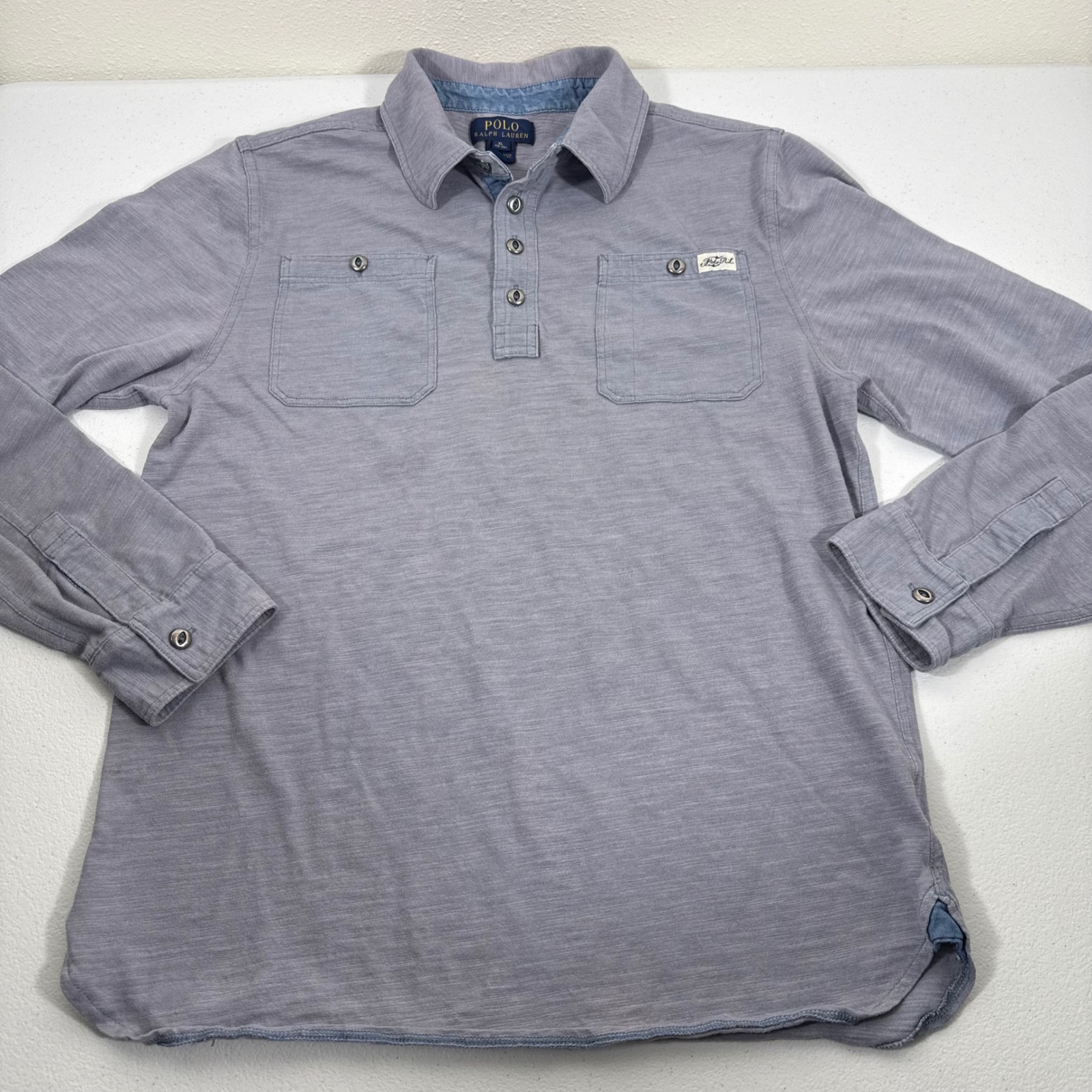 Polo Ralph Lauren Men's Long Sleeve Henley Button Up Casual Shirt Gray XL
