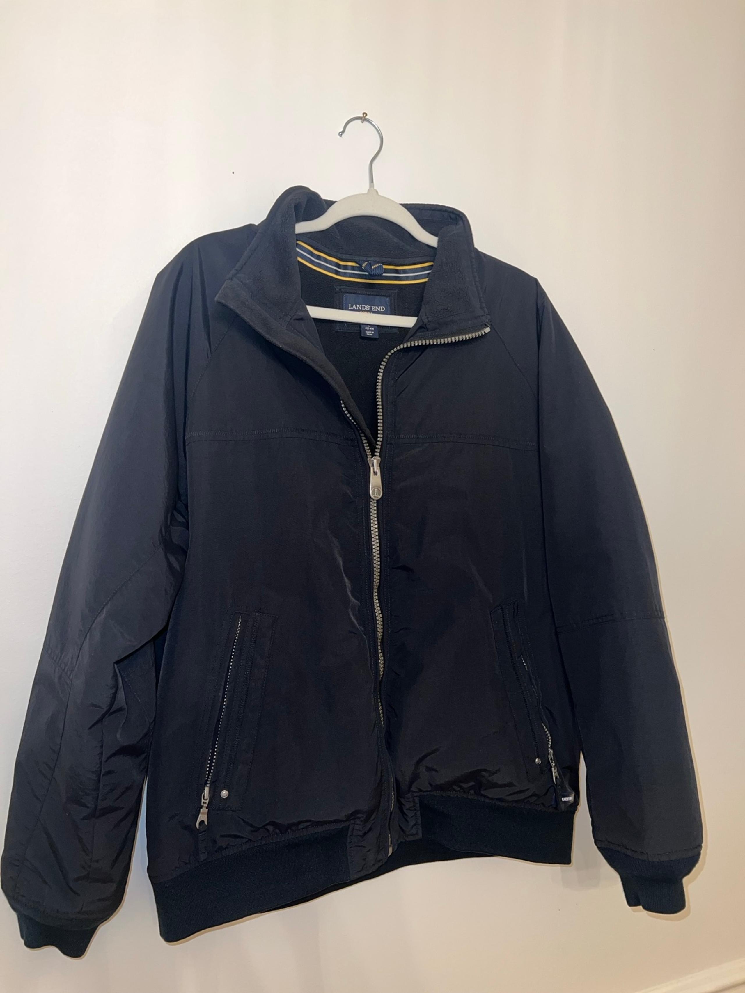 Lands End Squall Jacket Mens Large Fleece Lined Black