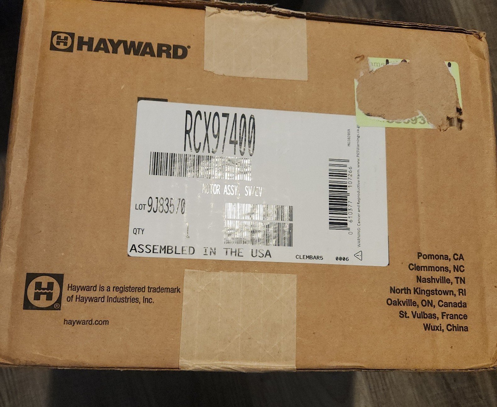 RCX97400 Hayward Motor Assembly
