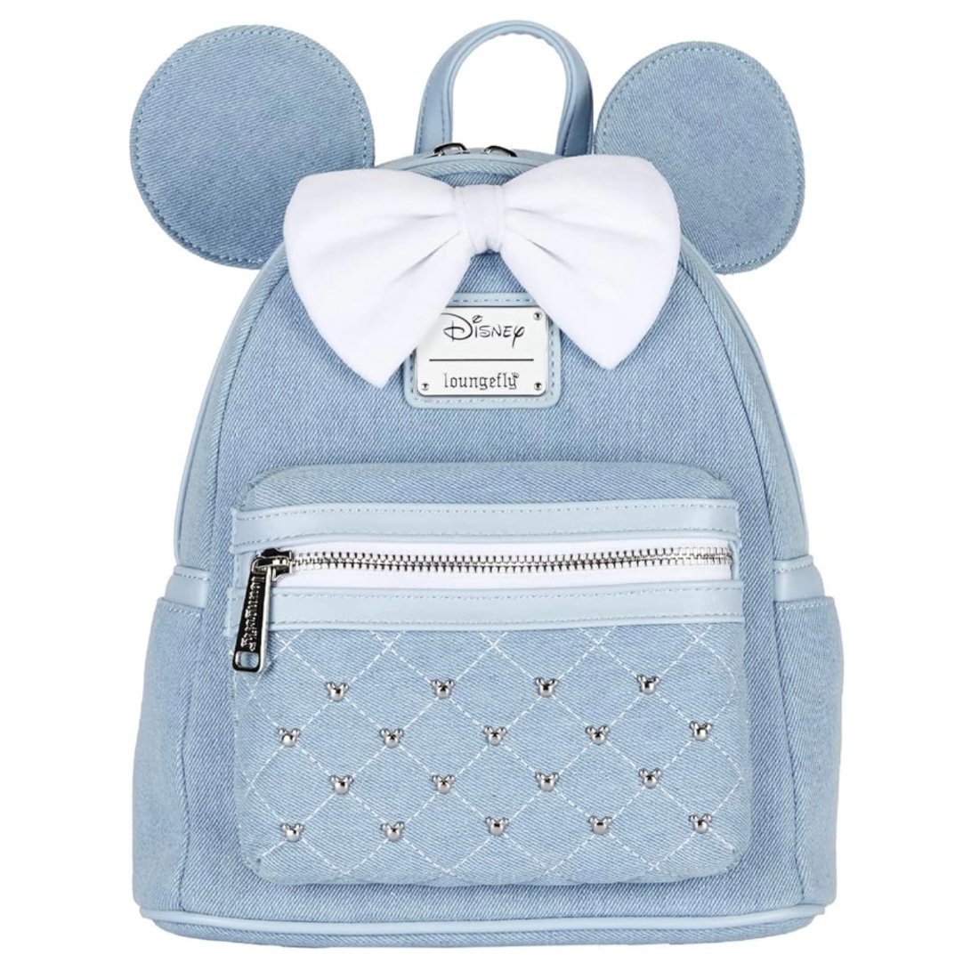 Loungefly Disney Minnie Mouse Denim Womens Double Strap Shoulder Bag Purse