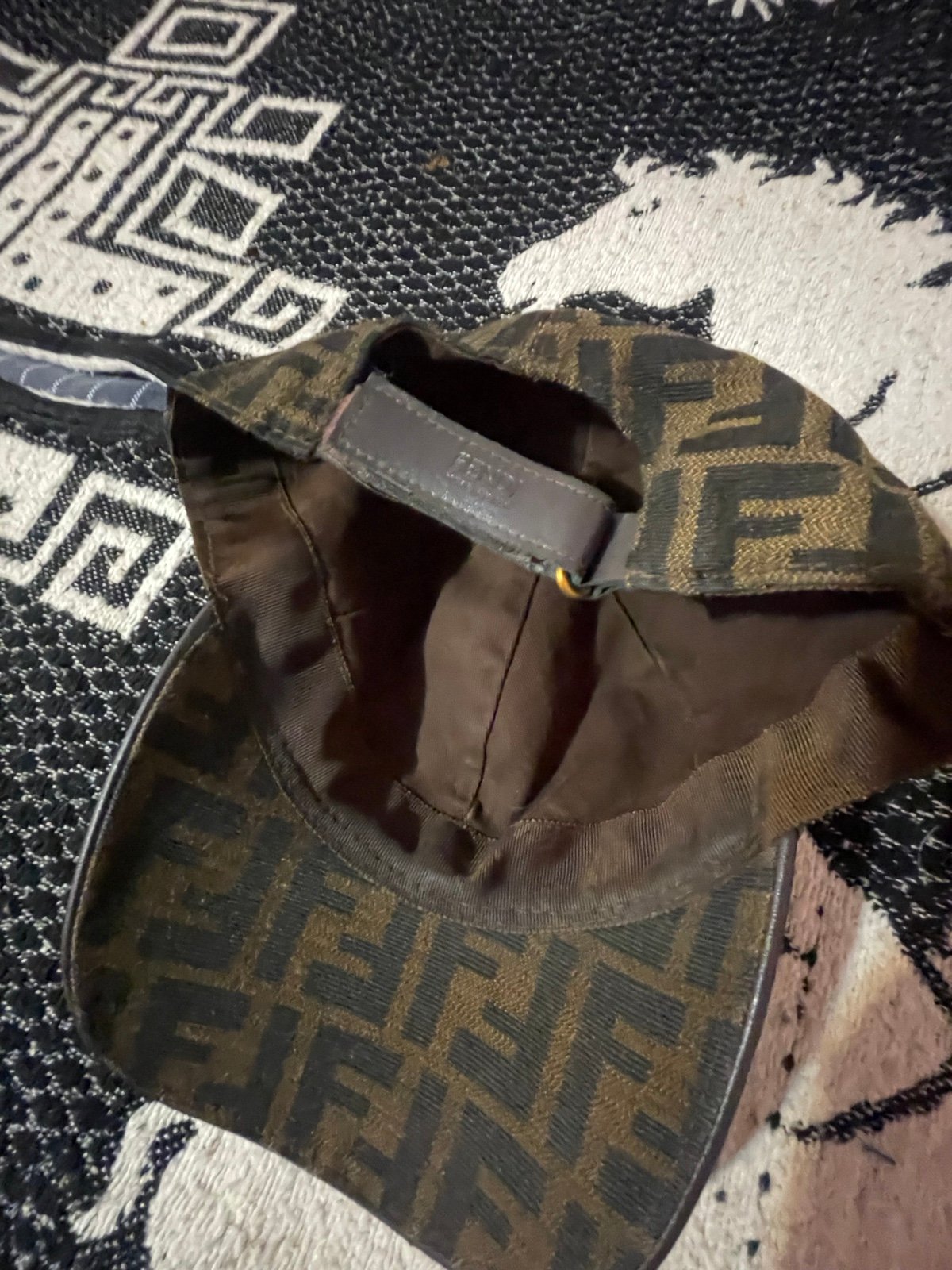 Fendi Brown All Over Baseball Cap leather strapback streetwear designer