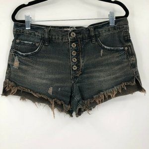 Free People Runway Button Fly Distressed Cut Off