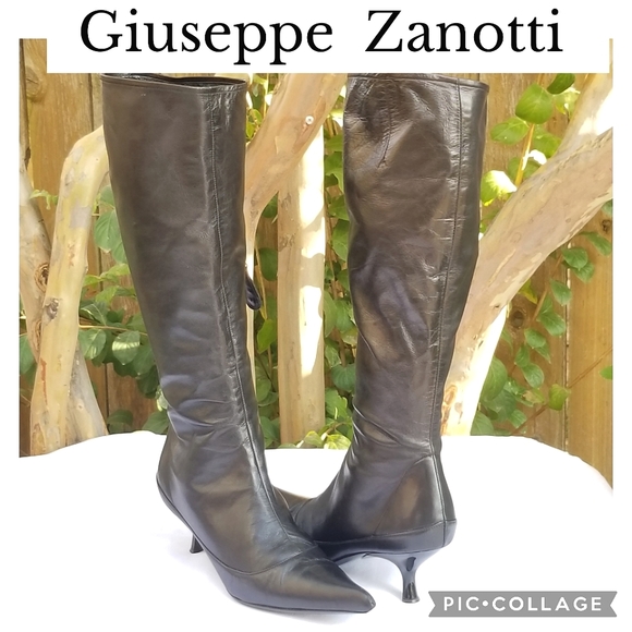 Giuseppe Zanotti gorgeous kitten heels tall knee high leather boots Size 36