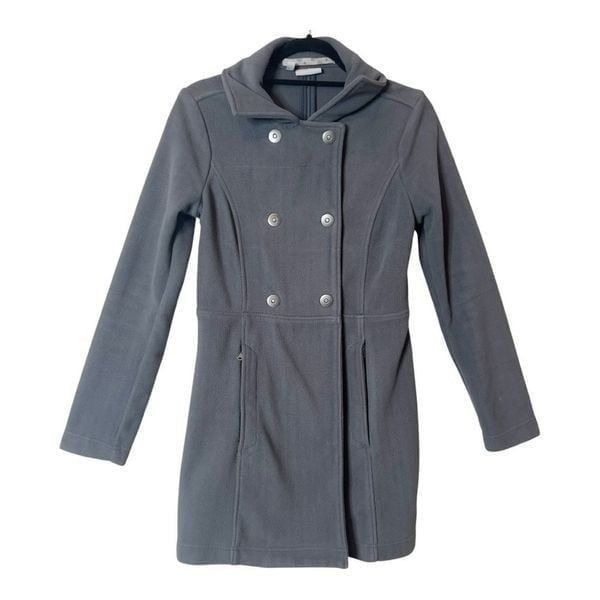 Athleta Gray Fleece Switchback Double Breasted Snap Buttons Pea Coat Size Small