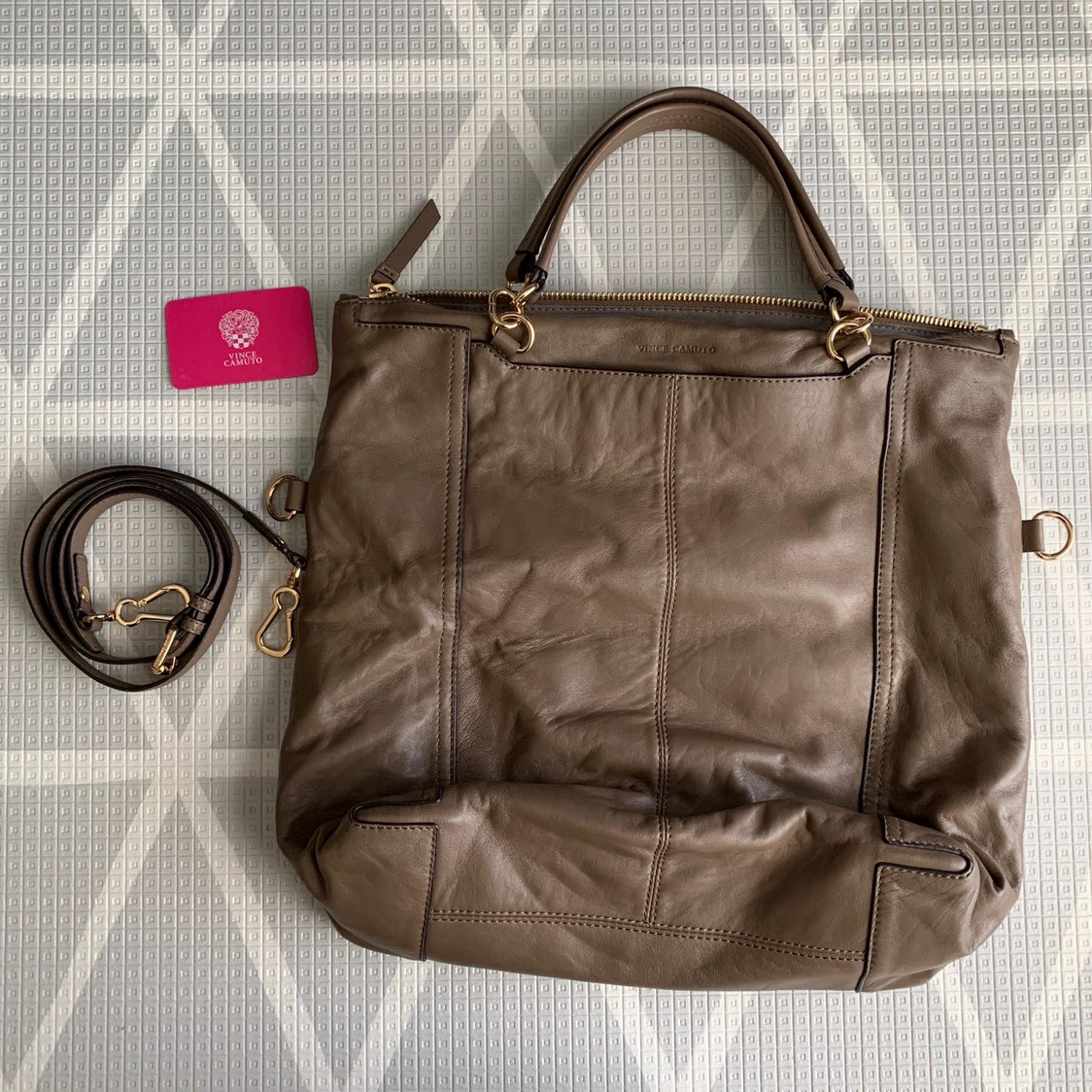Taupe beige crossbody tote bag