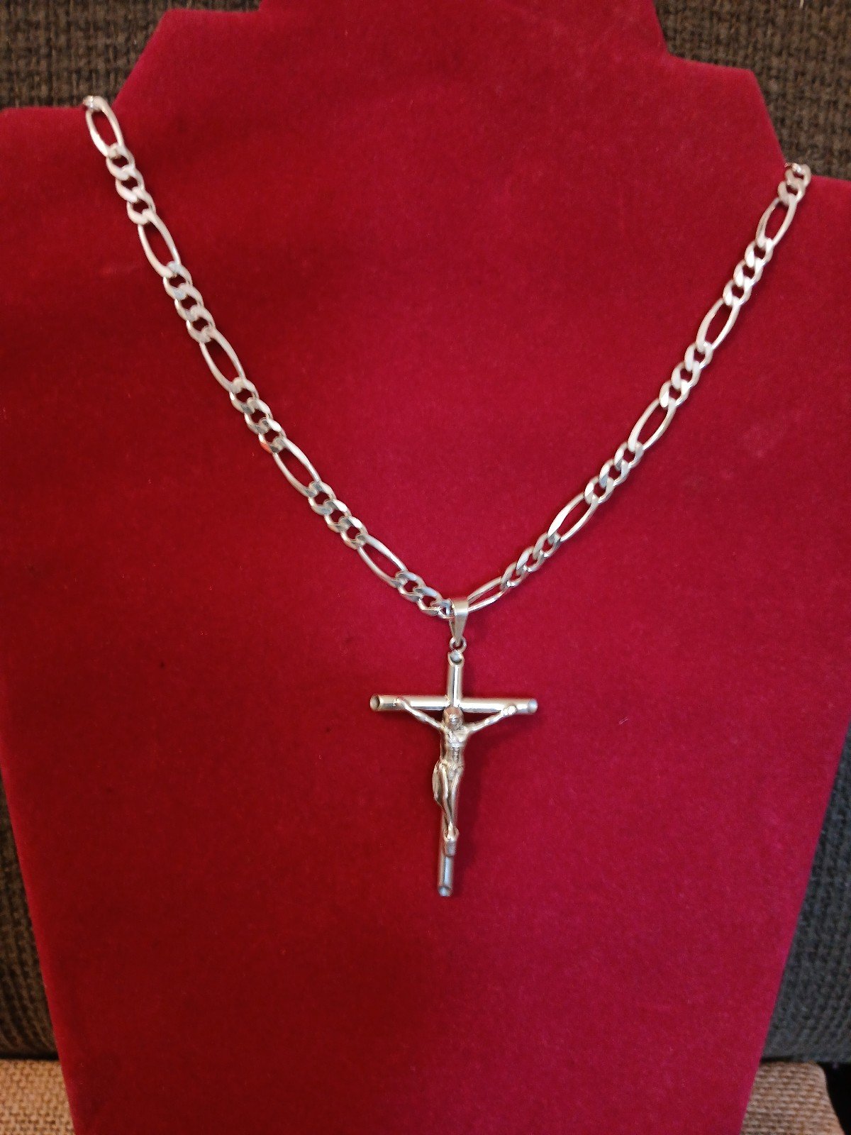 Figaro Necklace and Cross Pendant Silver.925