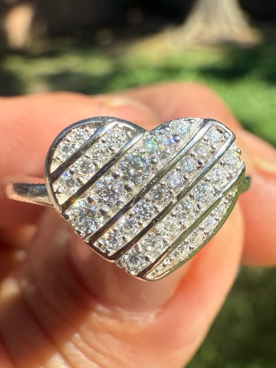 0.28 CTW 925 Sterling Silver Moissanite Diamond Heart Ring 7