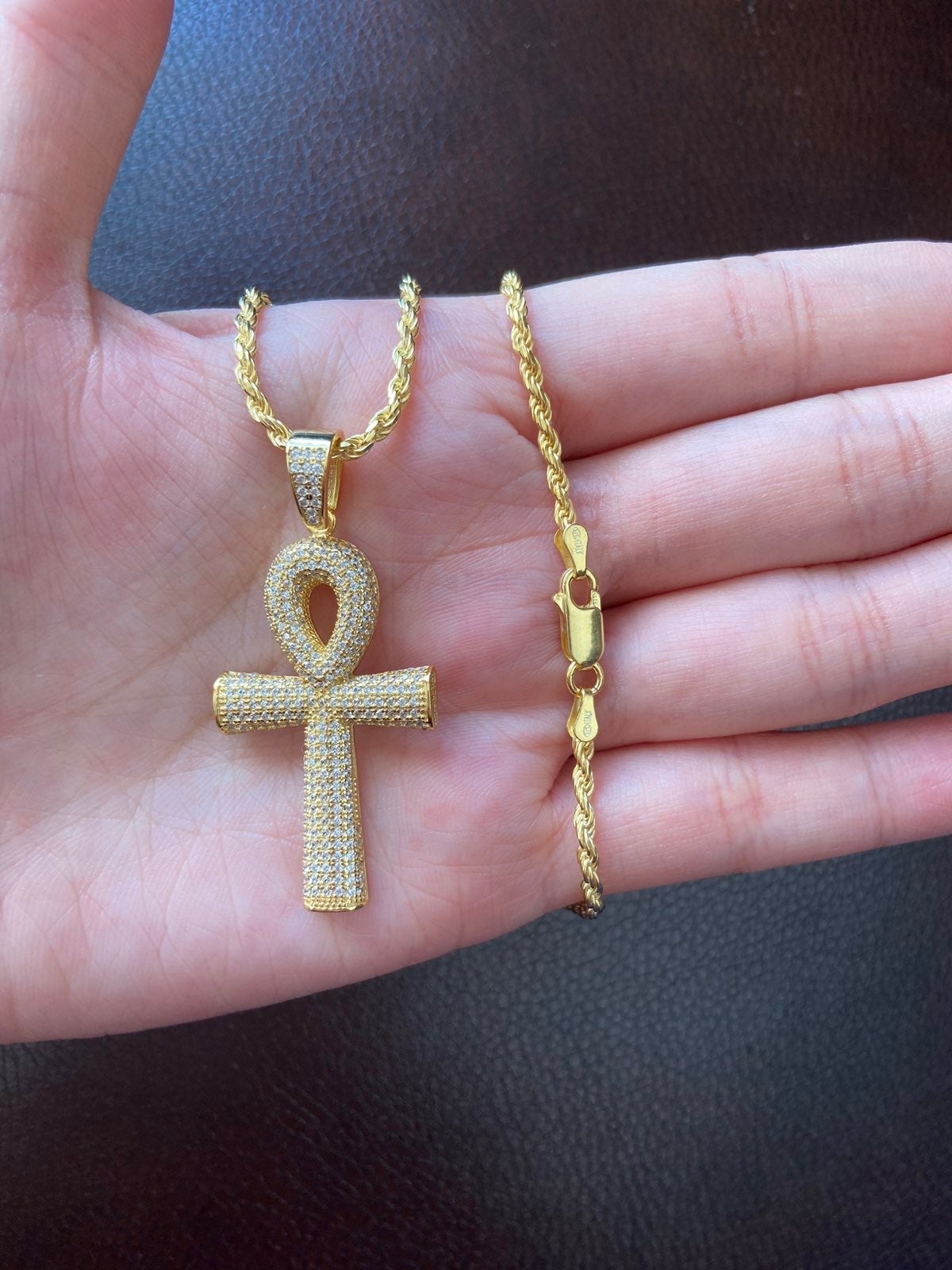14k Gold /925 egyptian cross necklace