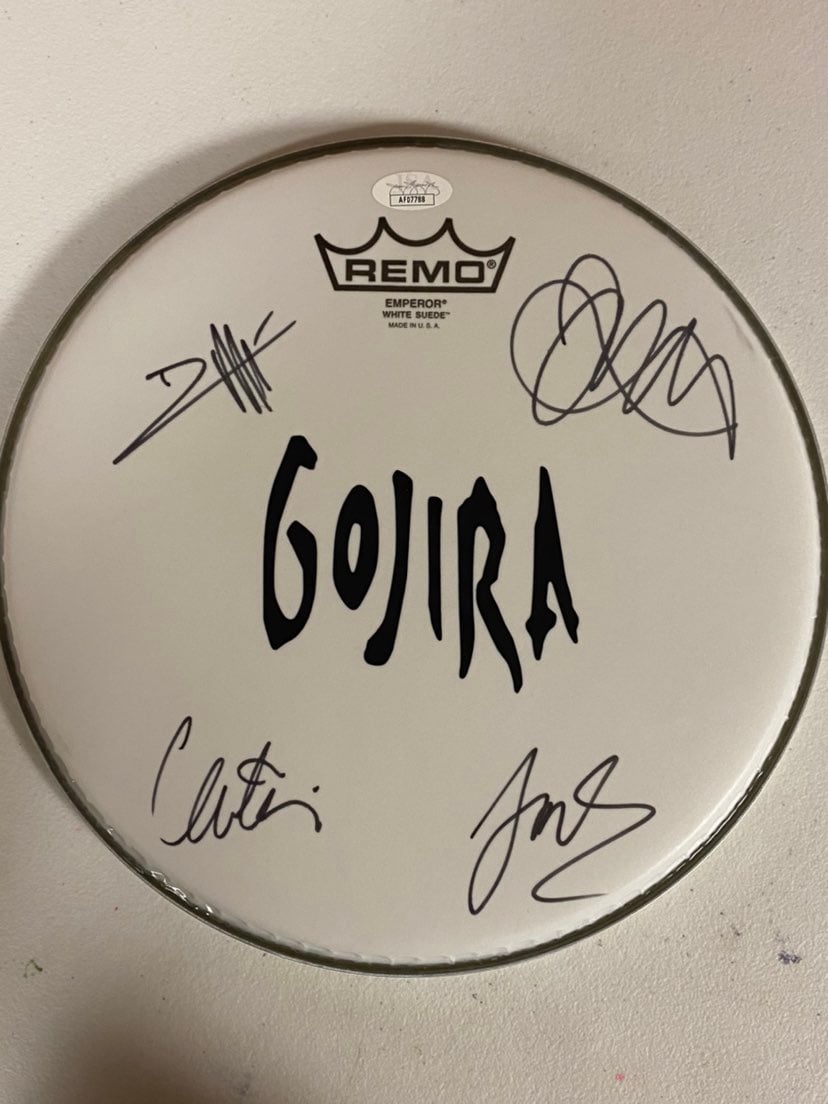 Gojira band autographed signed 10 drumhead 1 with jsa coa