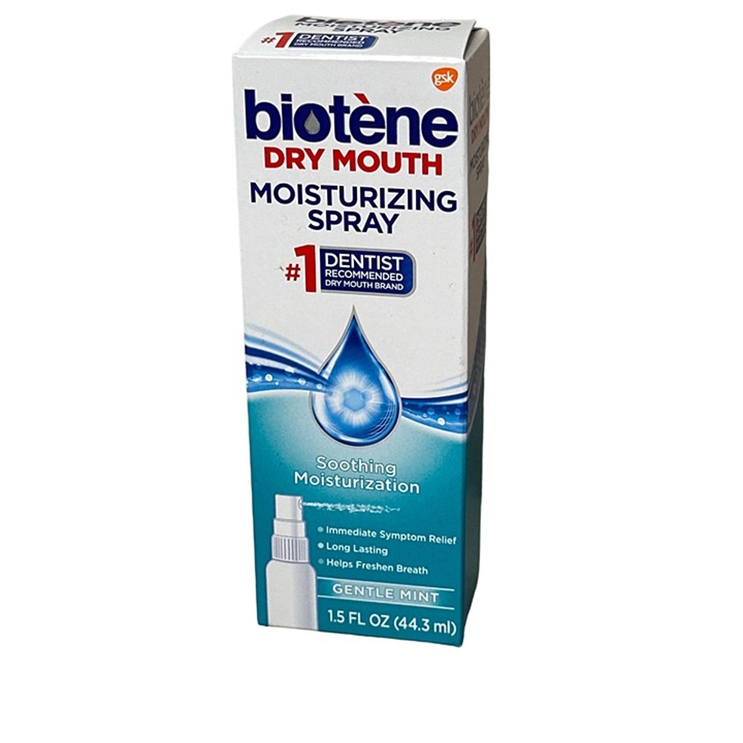 Biotène Dry Mouth Moisturizing Spray 1.5 Fl Oz 44.3 mL Gentle Mint Soothing Mois