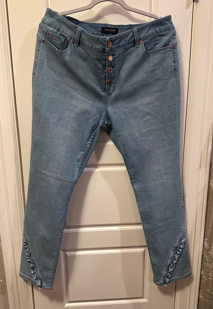 Ivanka Trump Skinny Ruffle Ankle Jeans