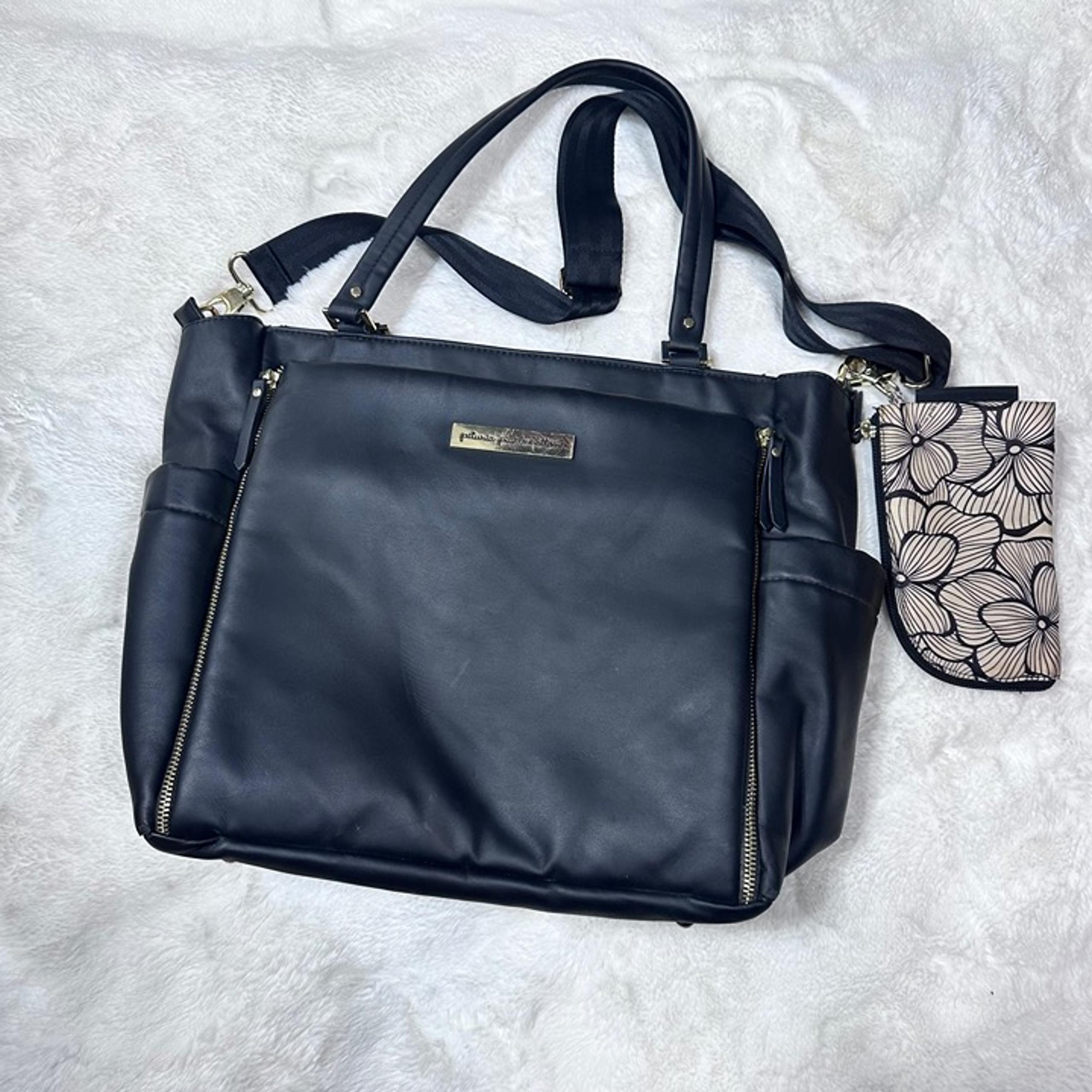 Petunia Pickle Bottom City Carryall Black Matte Leatherette Diaper Bag