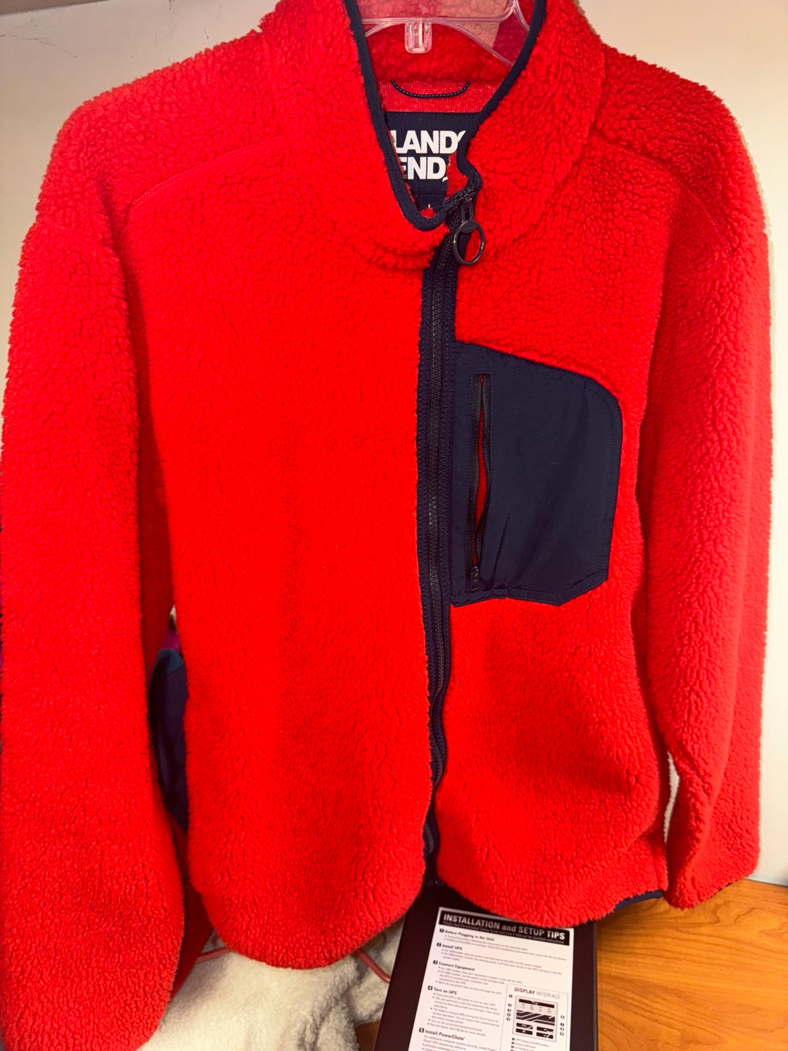 Red lands end fleece jacket