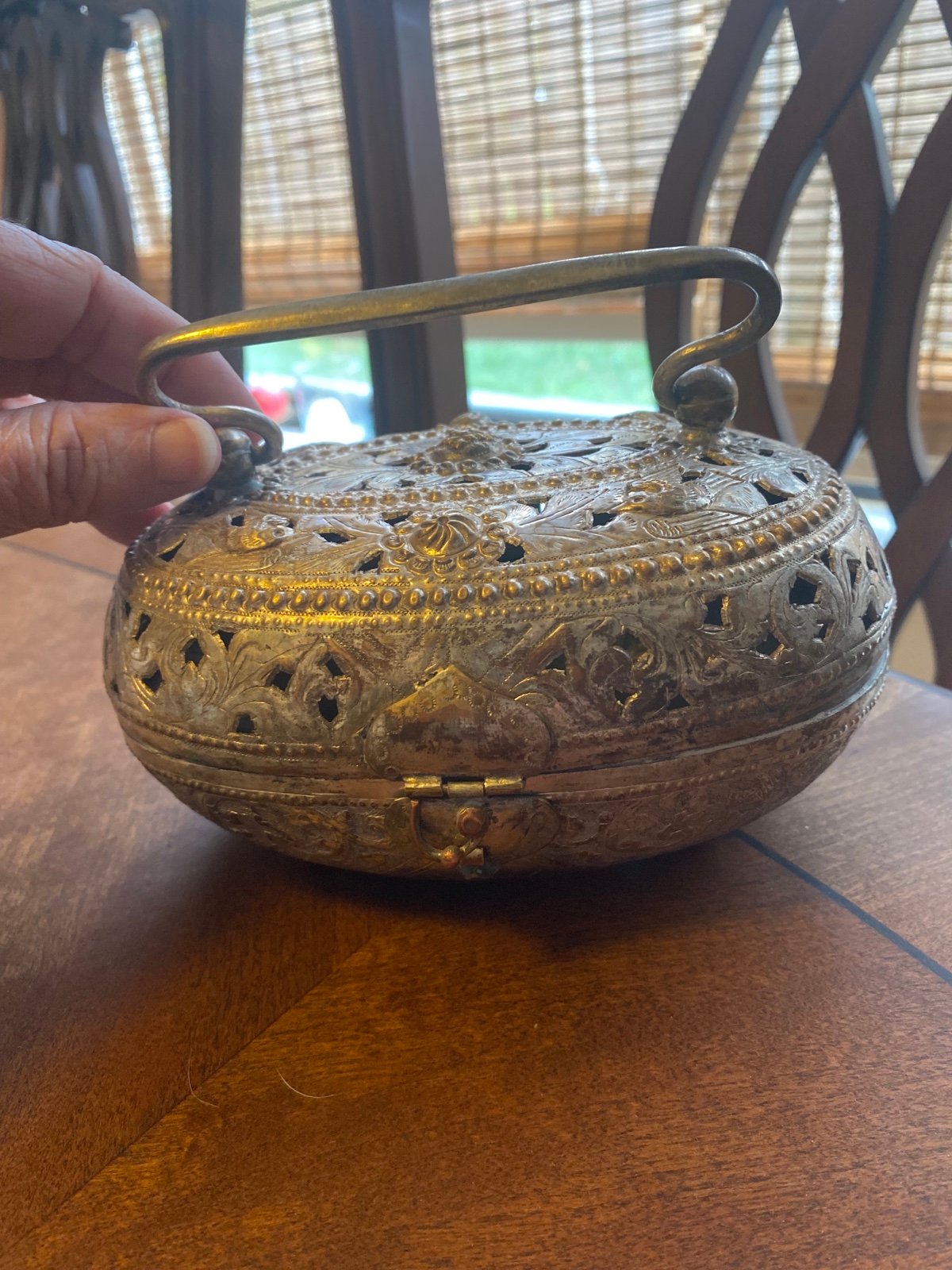 Vintage Metal Filigree Box, 1950’s. from Asia.