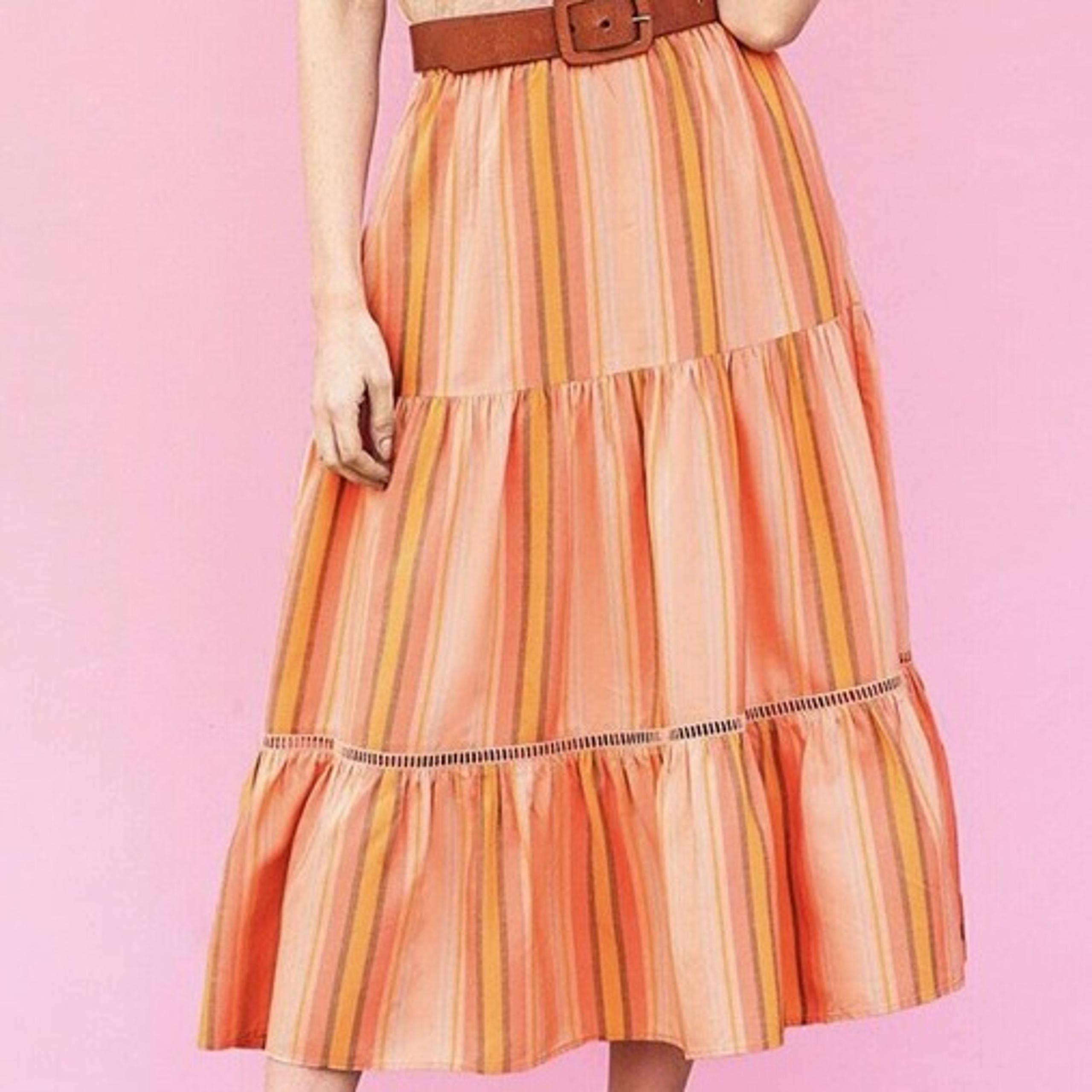 Matilda Jane Apricot Tree Skirt Striped Orange Women’s Size S Small EUC #3188