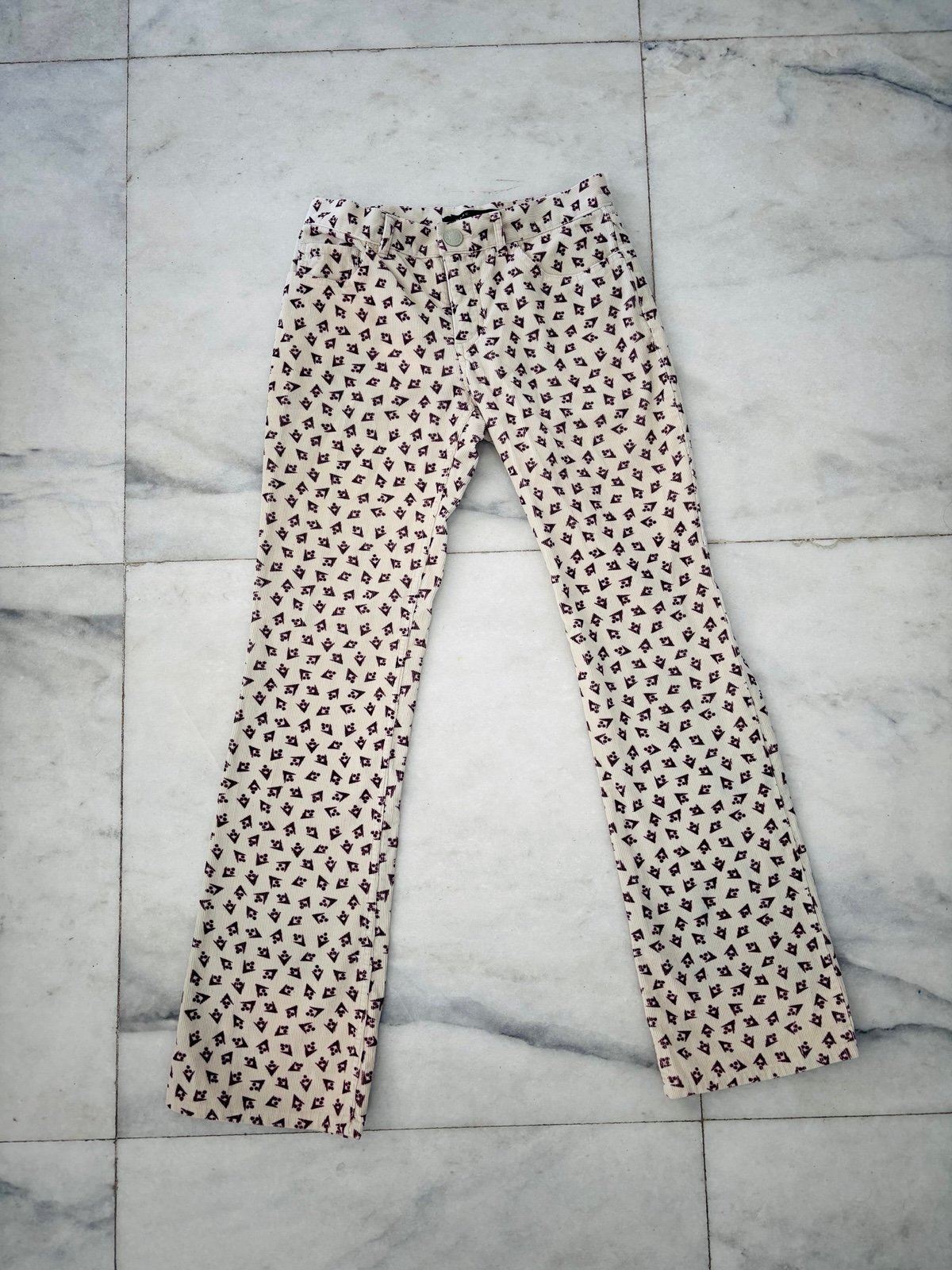Y2K Marc Jacobs Corduroy Pants Low Rise Flare Runway Printed Women’s 2 See Below