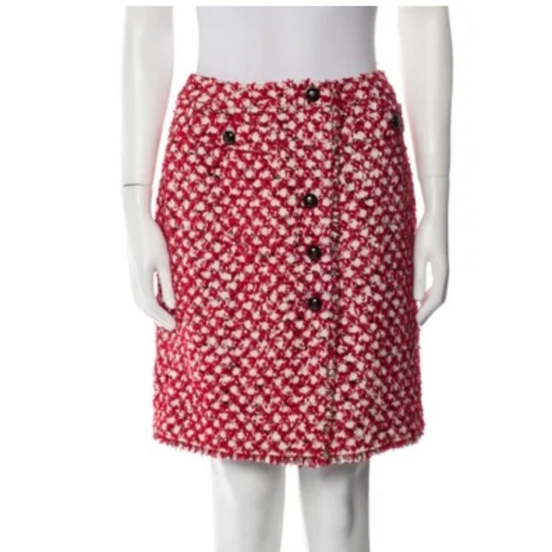 Escada Red Tweed Pencil Skirt 36