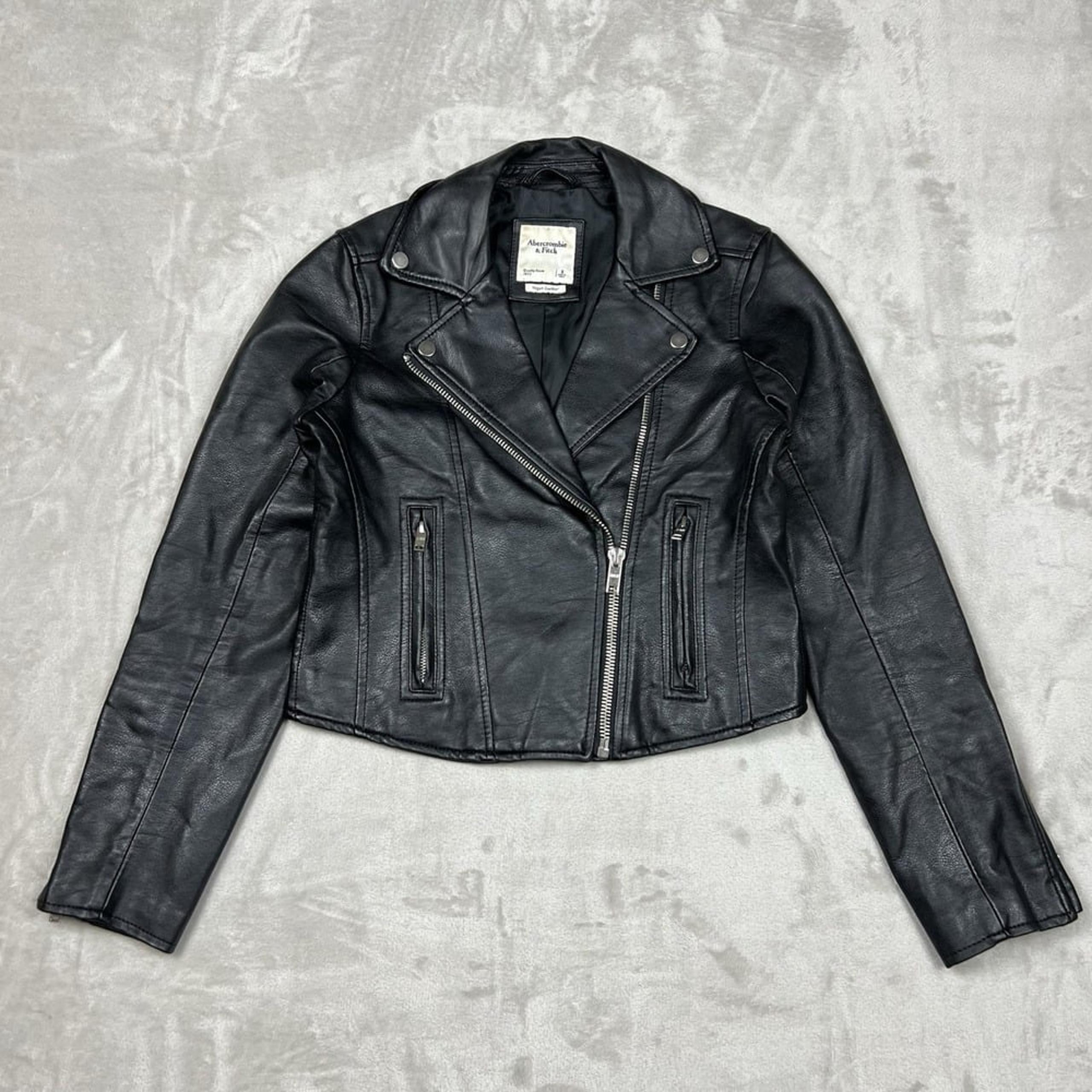 Abercrombie And Fitch Vegan Leather Black Biker Jacket Women's Small Moto