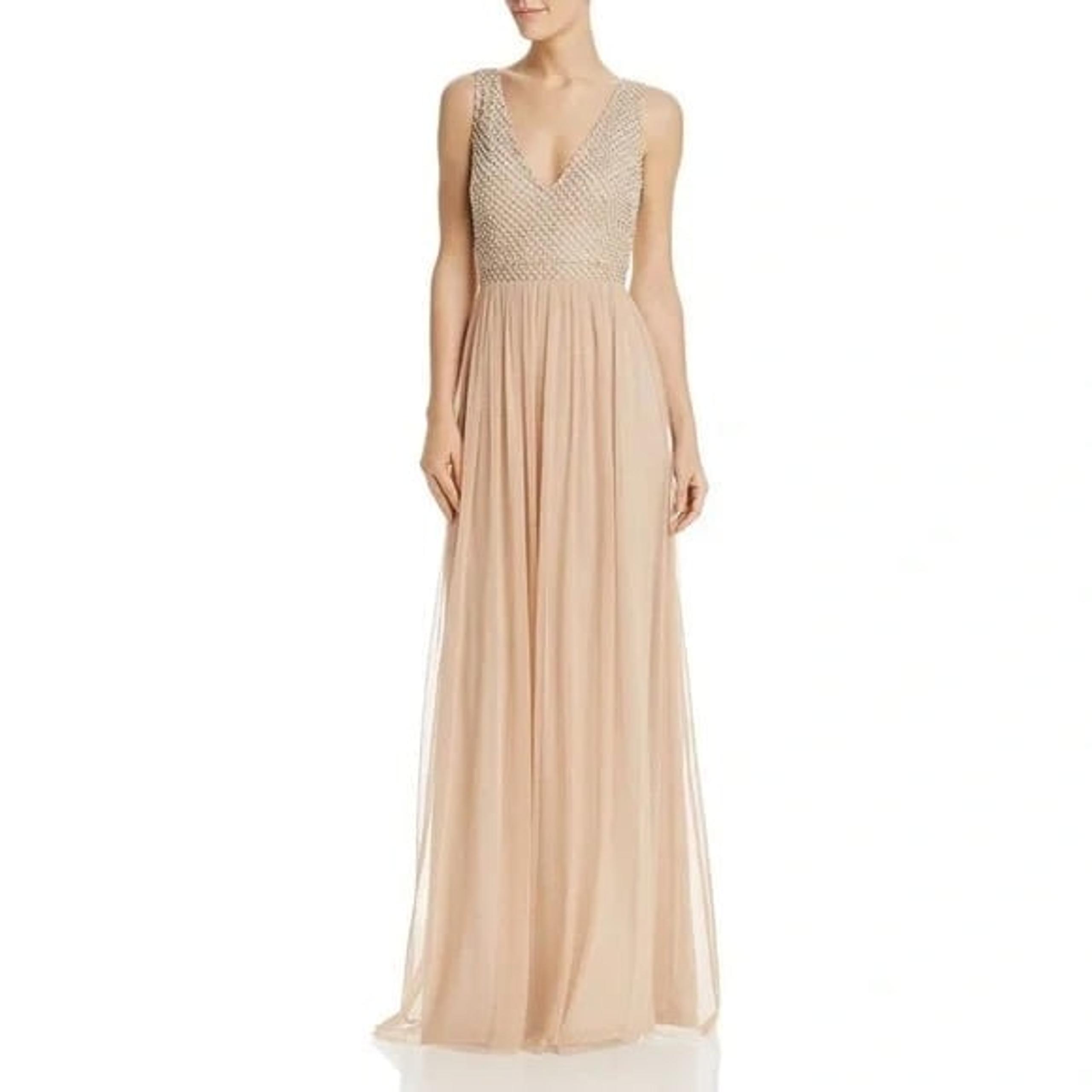 Womens Pink Mesh Evening Dress Gown Size 2 - Adrianna Papell
