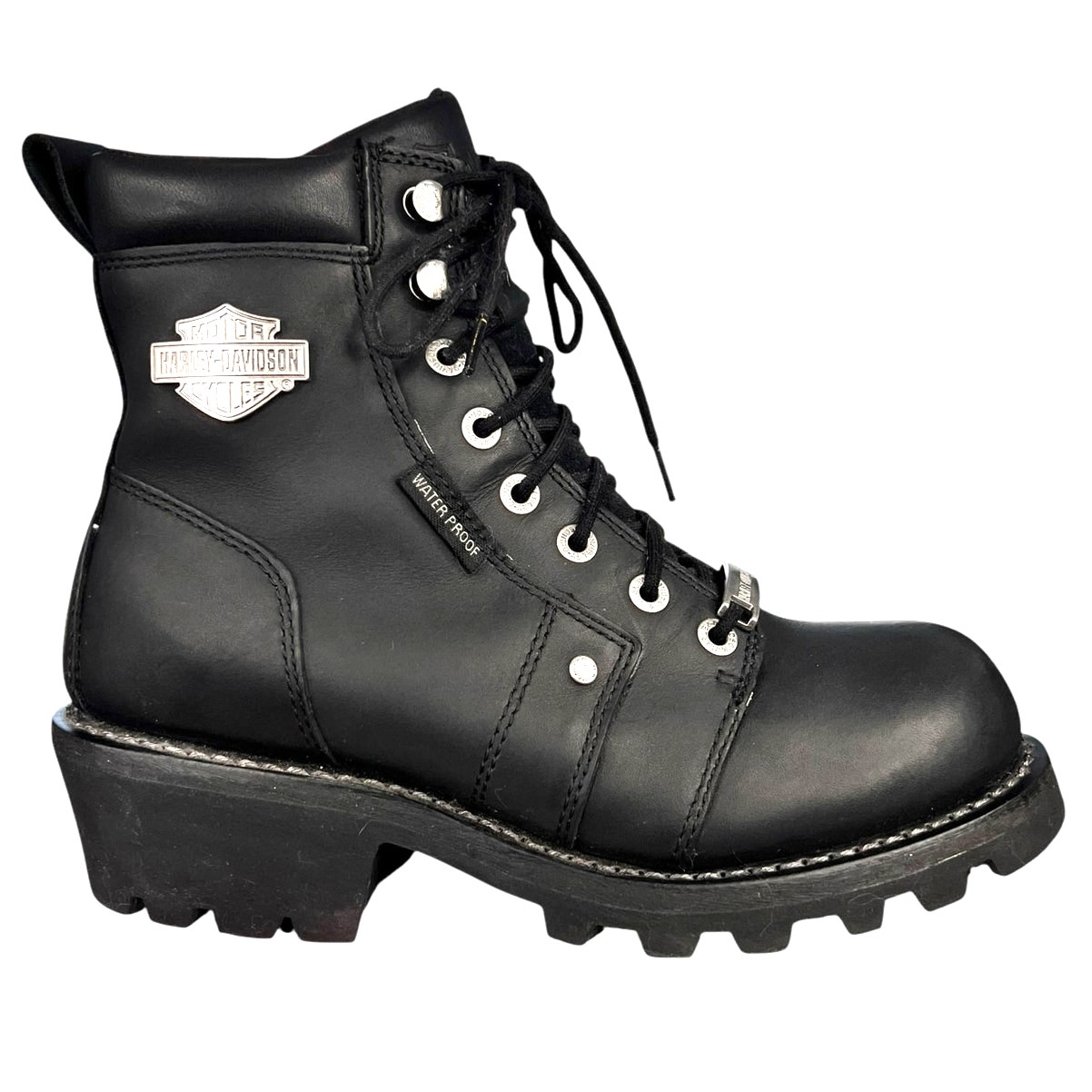 Harley Davidson Mens Black Leather Waterproof Biker Moto Boots Size US 8.5