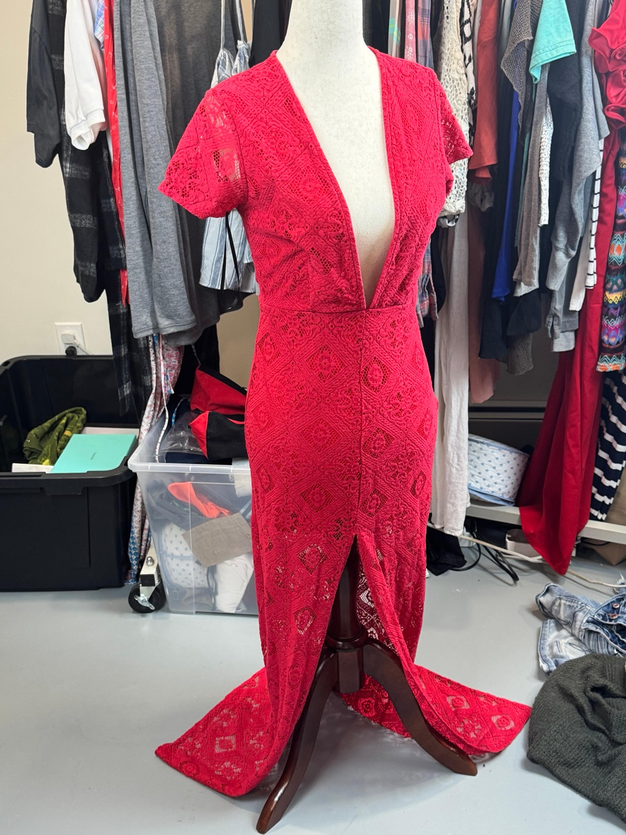 dark coral lace dress
