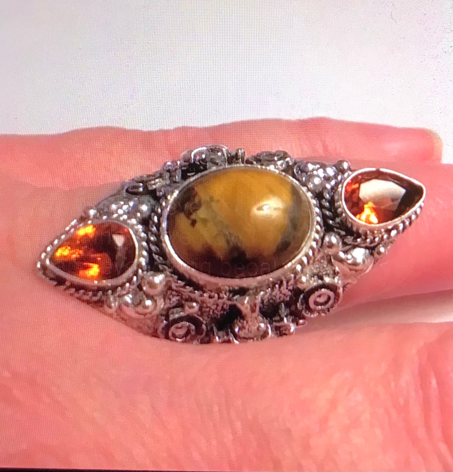 Tiger Eye Citrine 925 Sterling Silver Ring