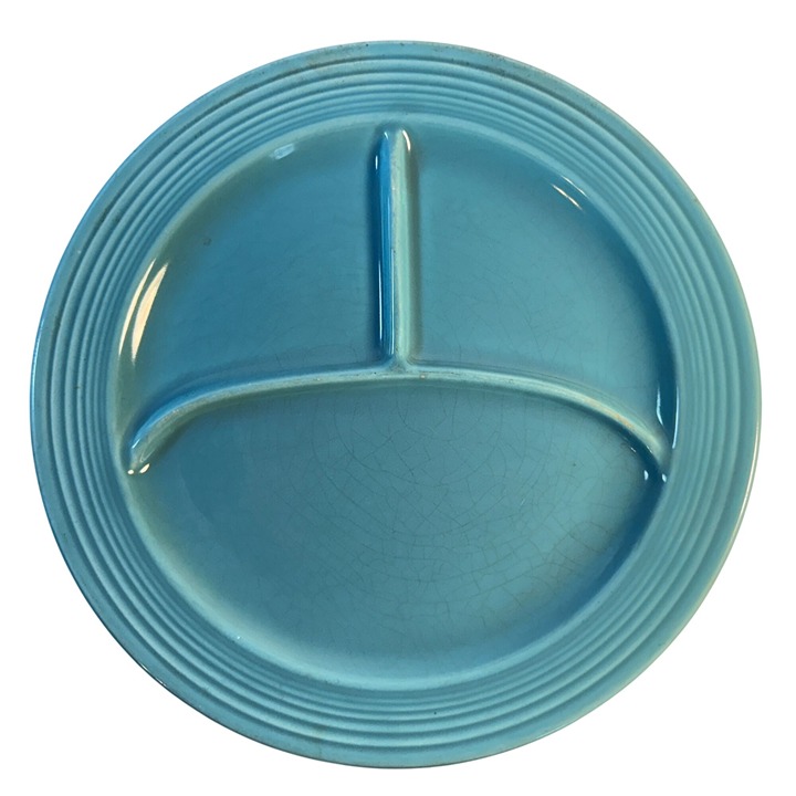 Vintage Fiesta Ware HLC Turquoise Blue Divided Plate READ LOTS OF WEAR