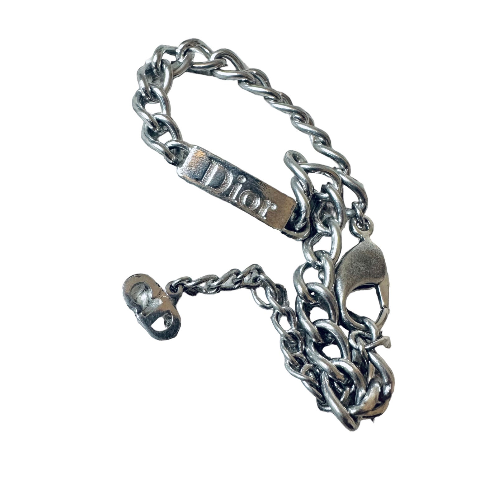 DIOR Logo Plate hot Silver Bracelet