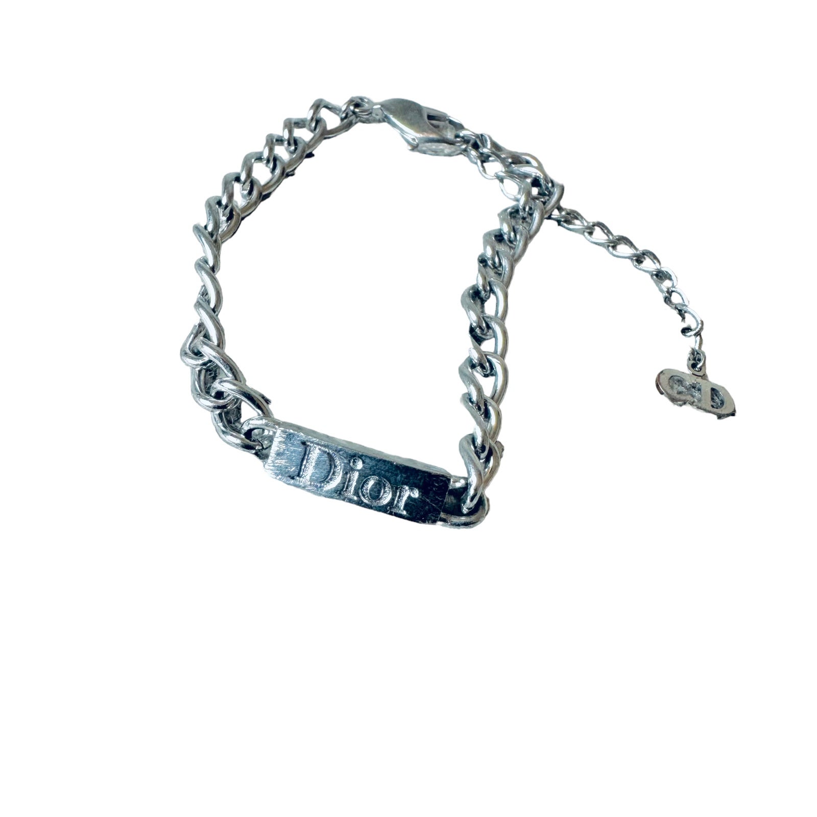 DIOR Logo Plate hot Silver Bracelet